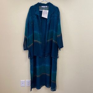 Moka Teal Maxi Dress and Sheer Jacket